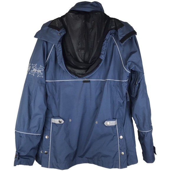 Kerrits Hooded Riding Jacket Waterproof Vents Pockets Blue Rain Coat Size Small - Picture 7 of 16